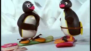 Pingu åker snowboard